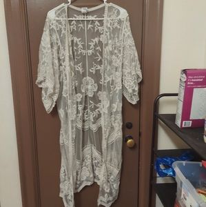 Cream Lace Swim Cover